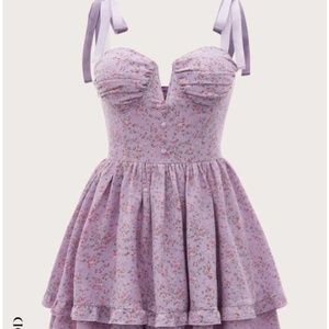 Gabi DeMartino X SHEIN Ditsy Floral Button Front Tie Purple 6 Medium